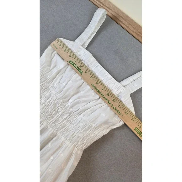 Cleobella Jolene White Organic Cotton Heart Tiered Midi Dress XS Smocked Boho - Picture 3 of 11